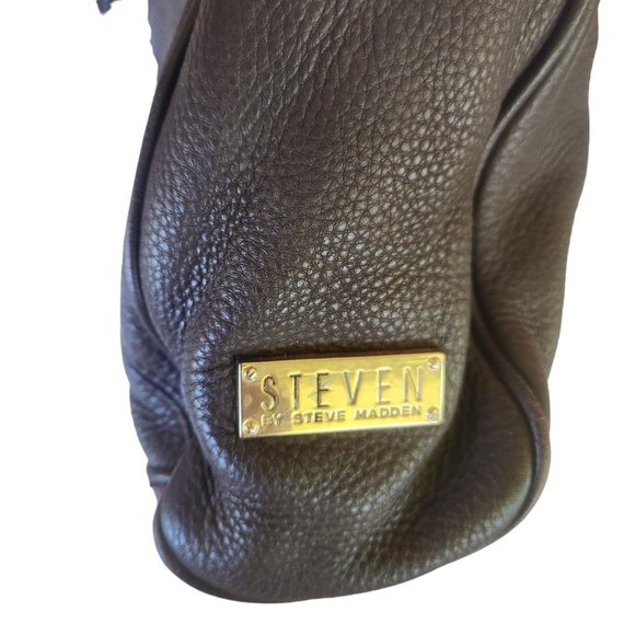 Steven Madden Messenger Tote Bag Buttery Soft Brown Pebbled Leather 12" x 14" x - Picture 5 of 8